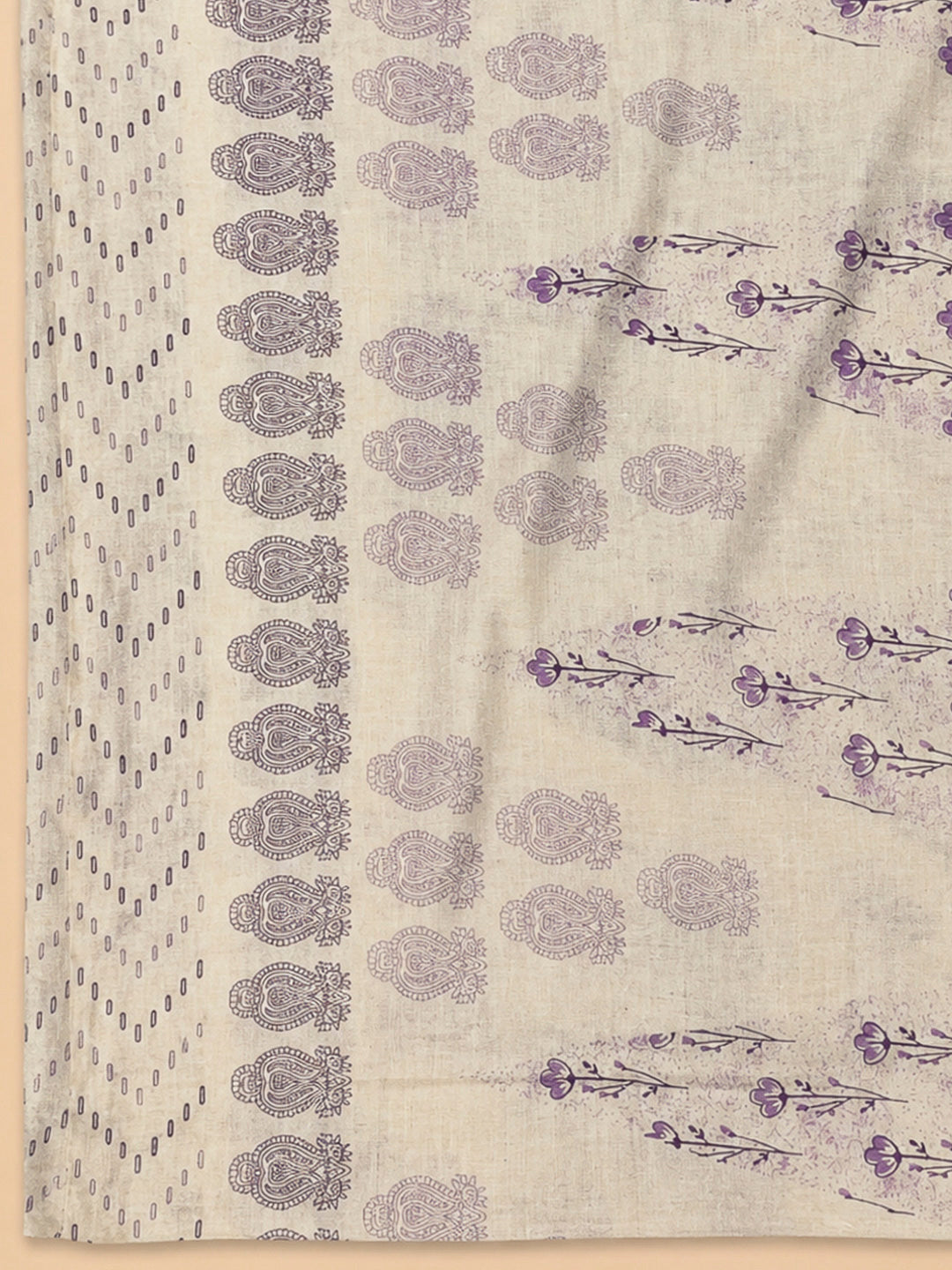 Purple Cotton Blend Printed Unstitched Dress Material