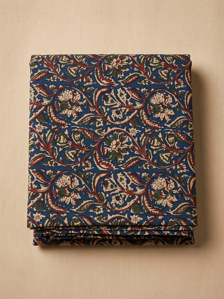 Blue Chanderi Printed Unstitched Dress Material