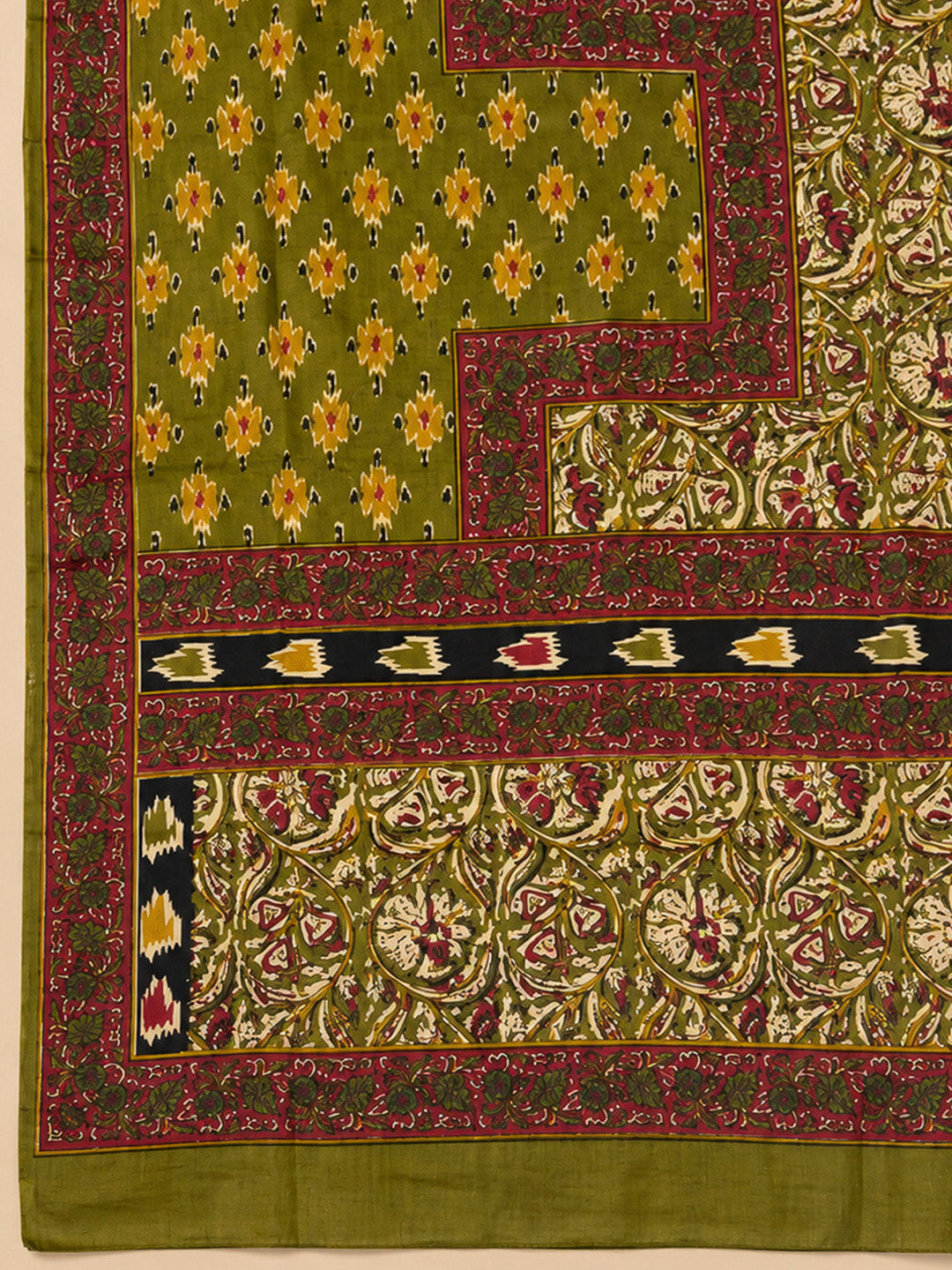 Mehndi Chanderi Printed Unstitched Dress Material