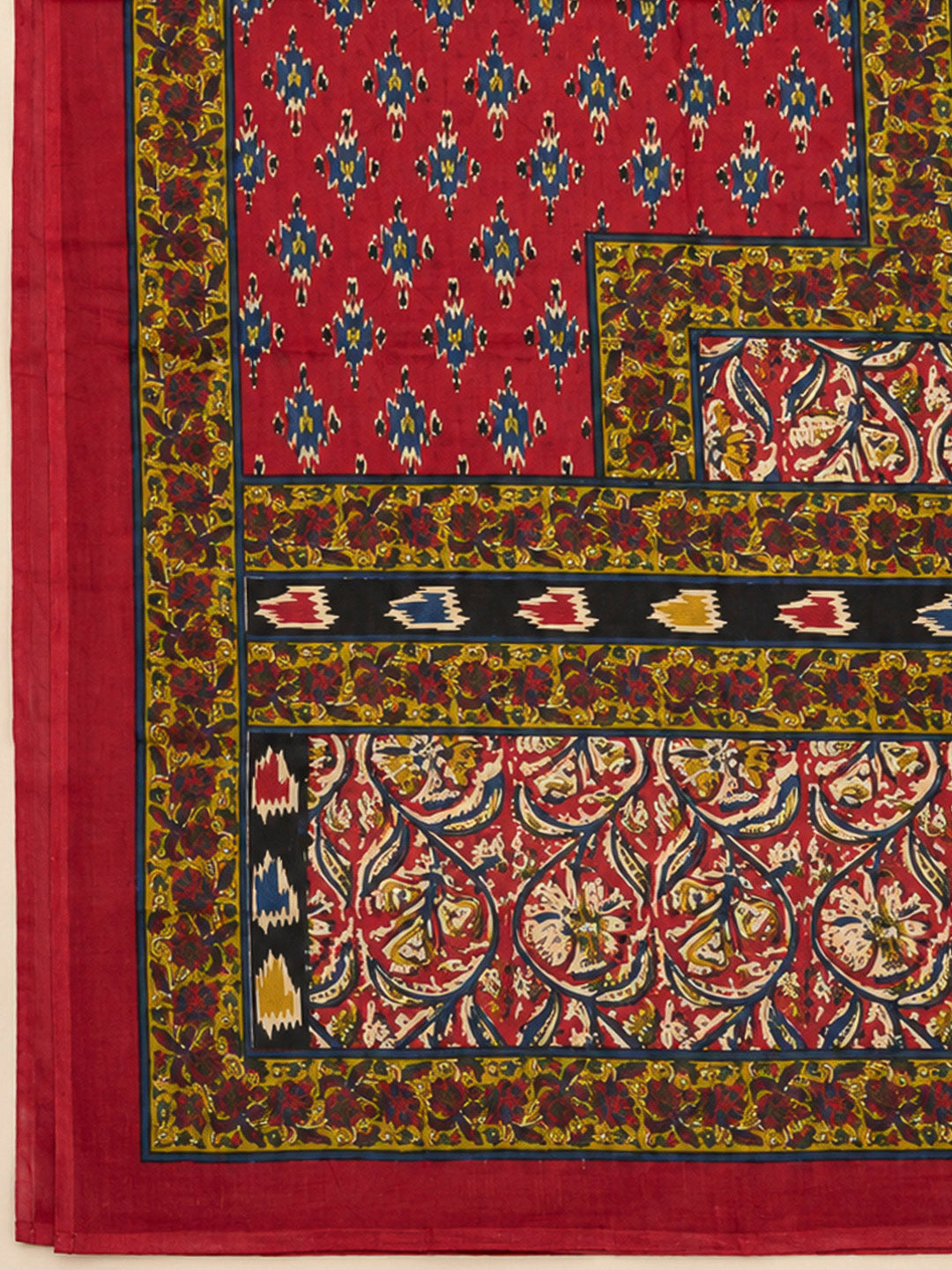 Red Chanderi Printed Unstitched Dress Material