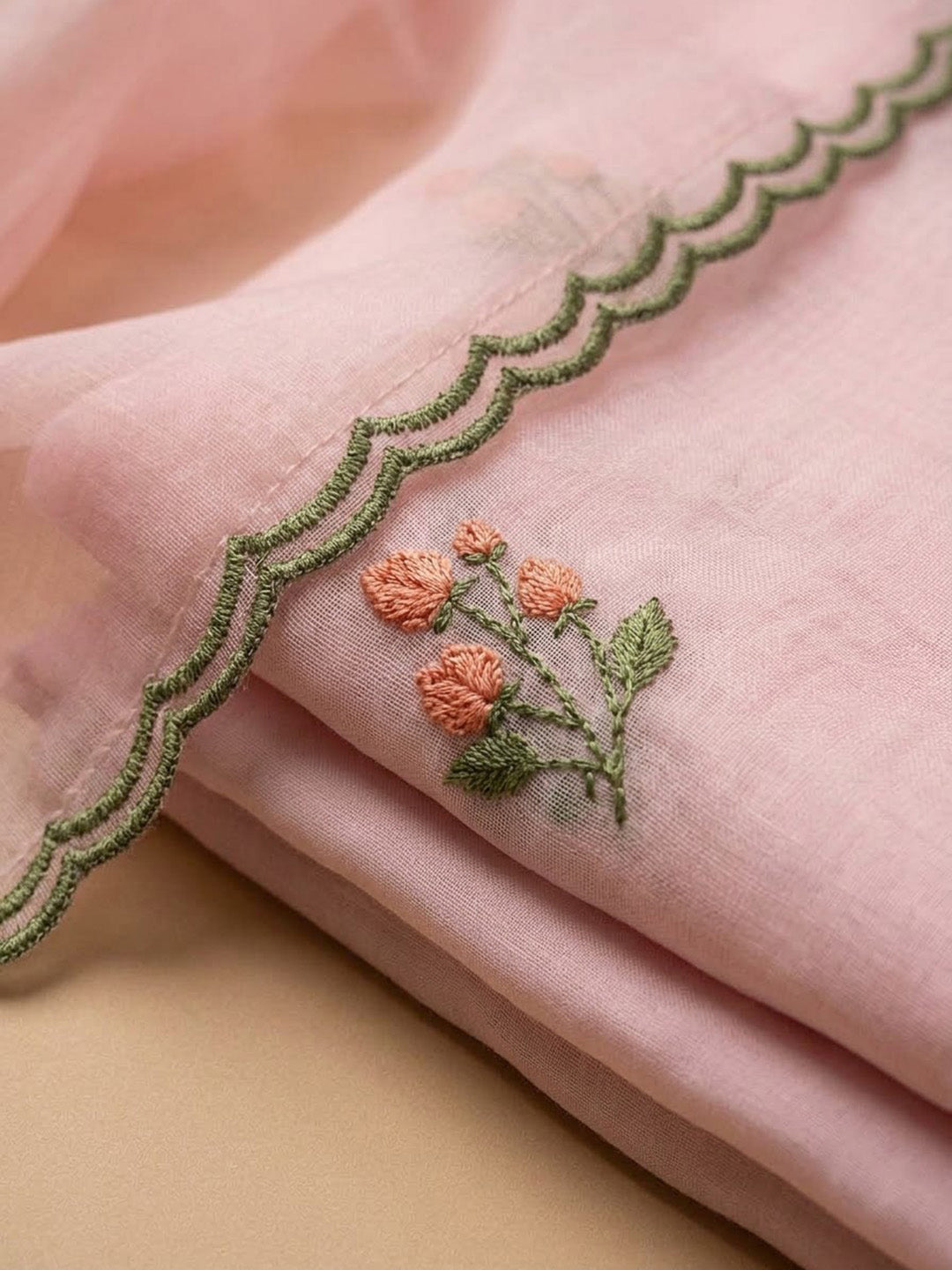 Peach Chanderi Woven Design Unstitched Dress Material