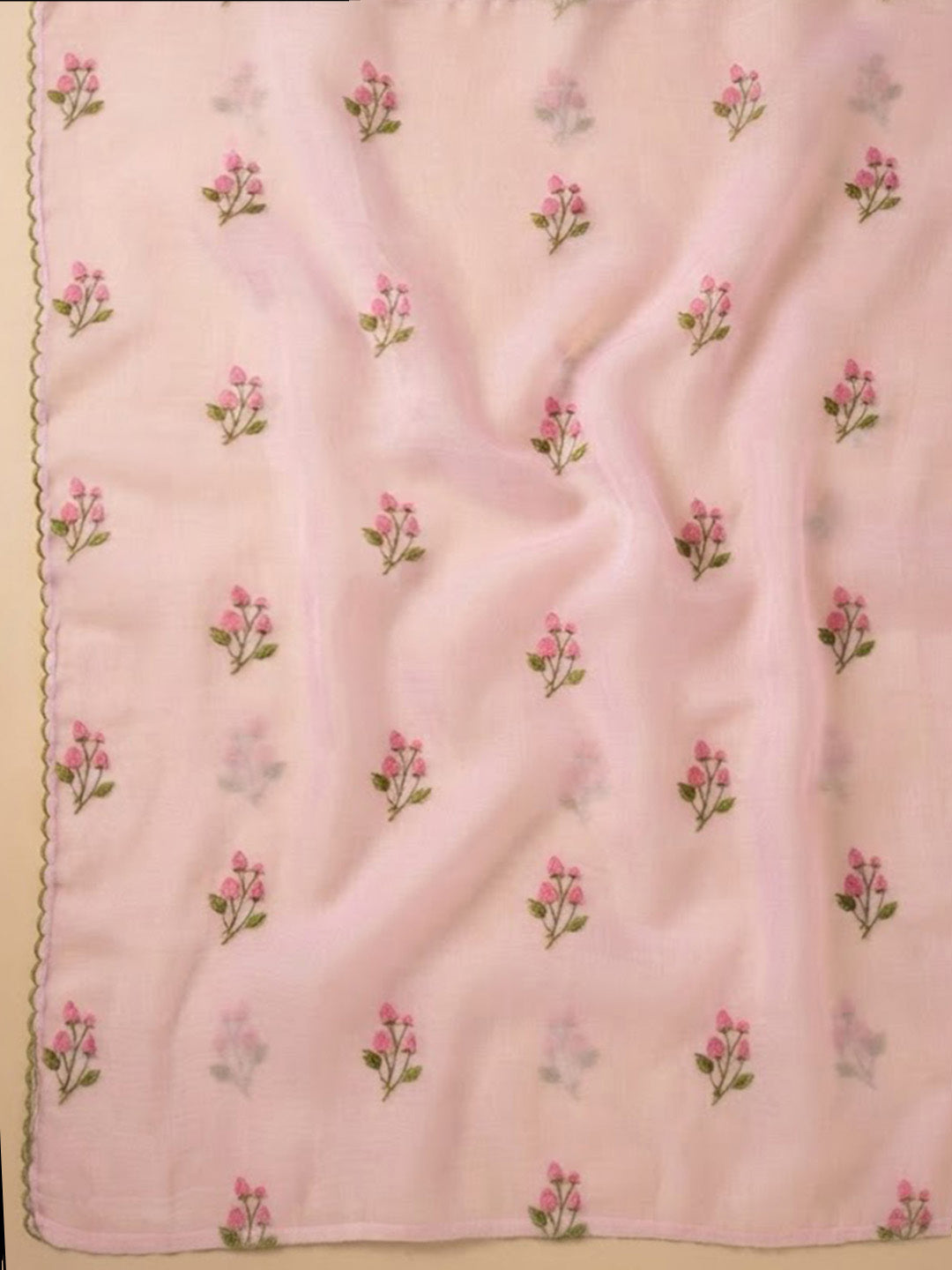 Peach Chanderi Woven Design Unstitched Dress Material