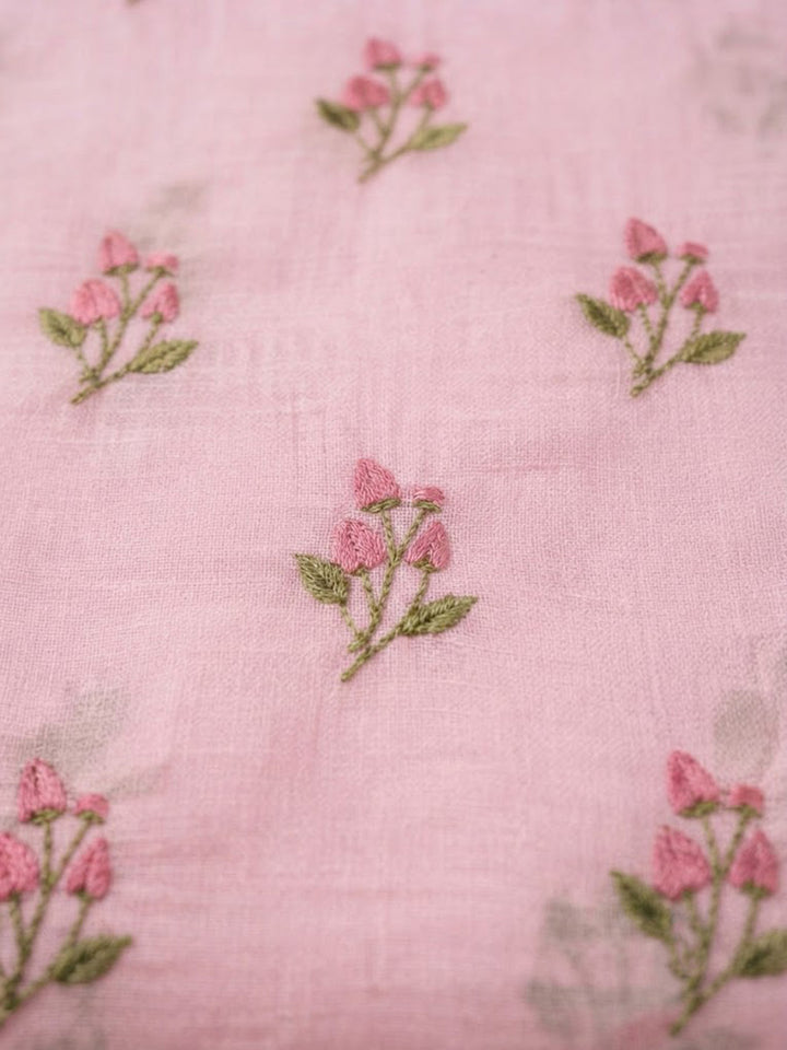 Pink Chanderi Woven Design Unstitched Dress Material