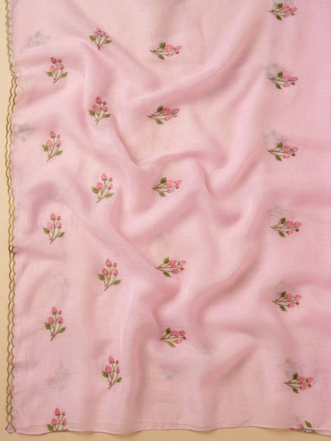 Pink Chanderi Woven Design Unstitched Dress Material