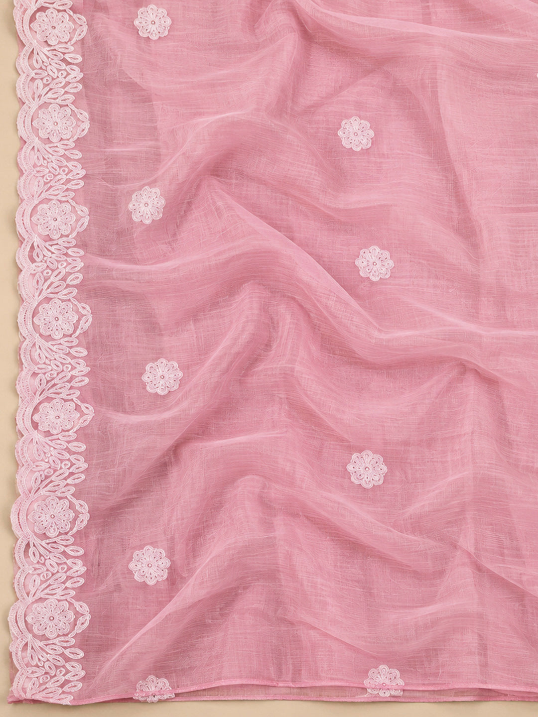 Pink Chanderi Woven Design Unstitched Dress Material