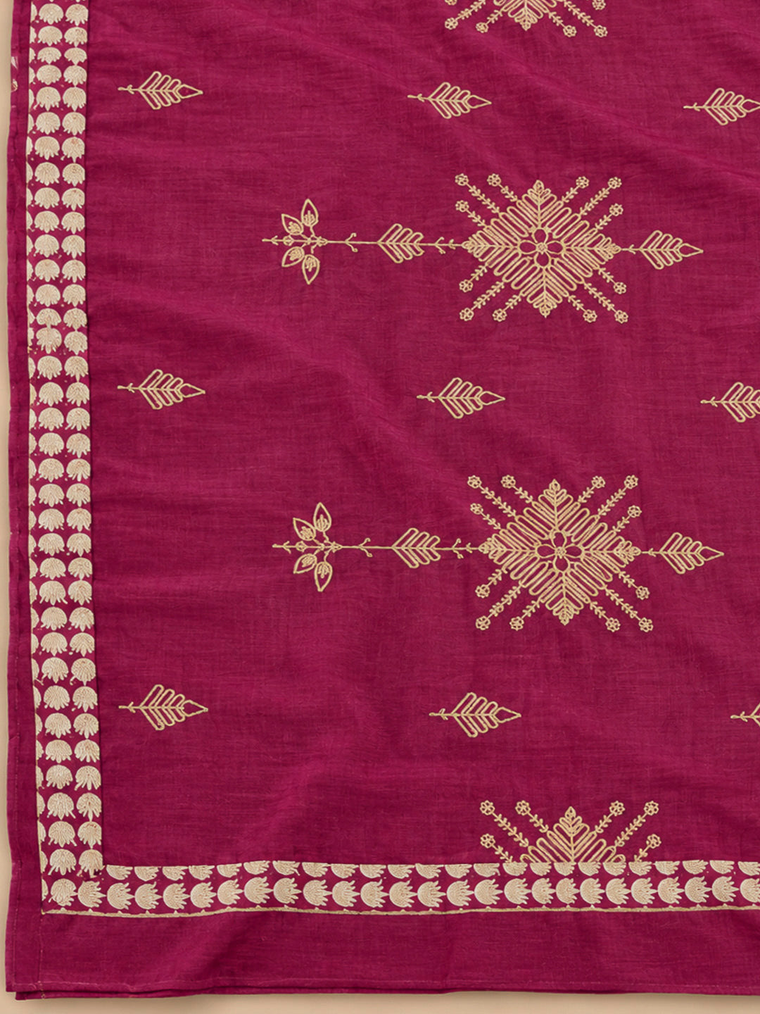 Onion Pink Chanderi Embroidered Unstitched Dress Material