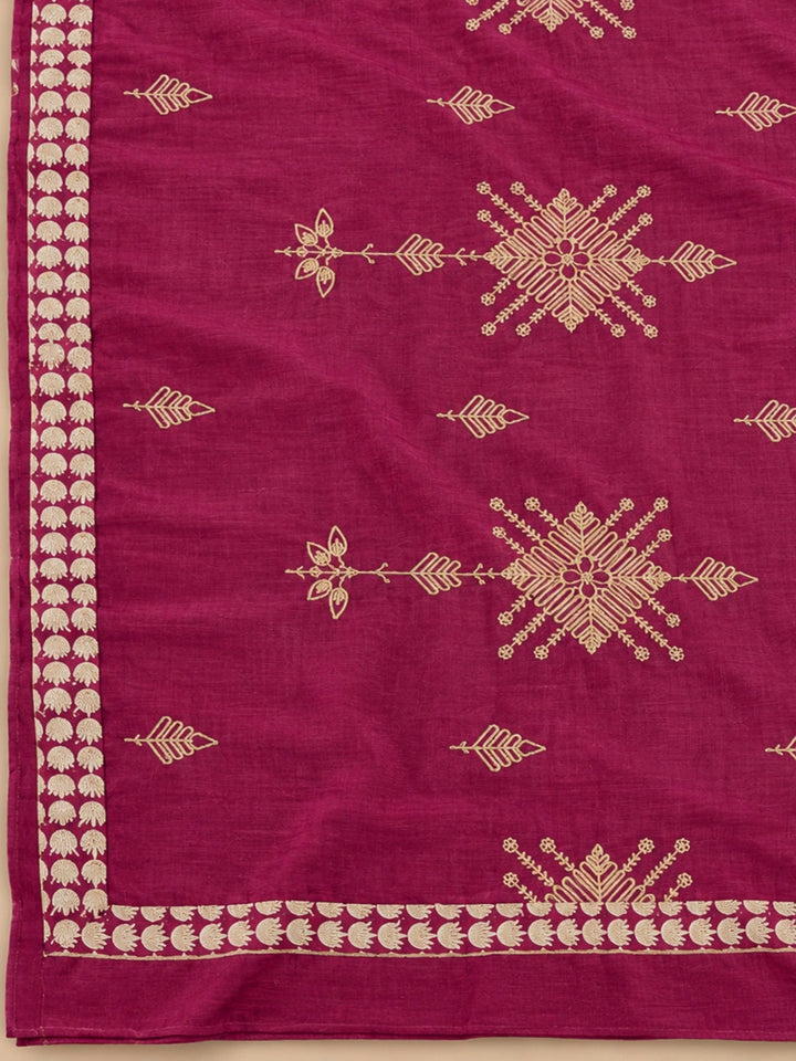 Onion Pink Chanderi Embroidered Unstitched Dress Material