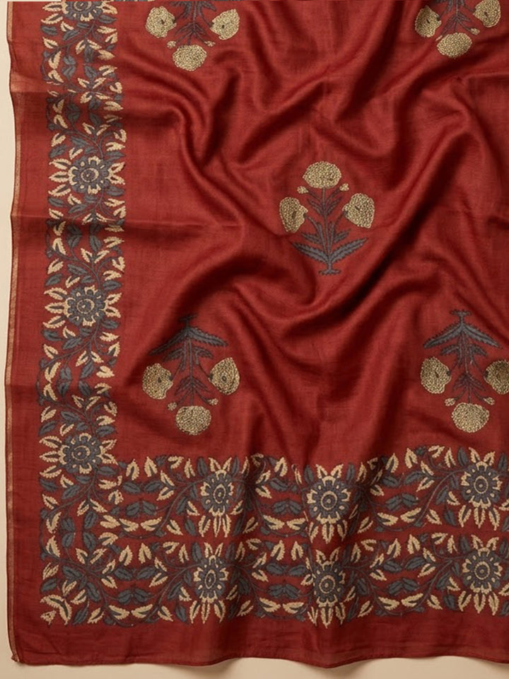 Black Cotton Blend Embroidered Unstitched Dress Material