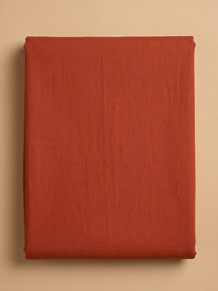 Red Cotton Blend Embroidered Unstitched Dress Material