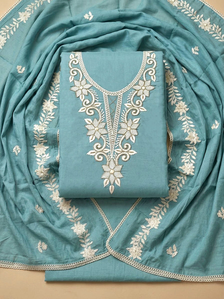 Firozee Chanderi Embroidered Unstitched Dress Material