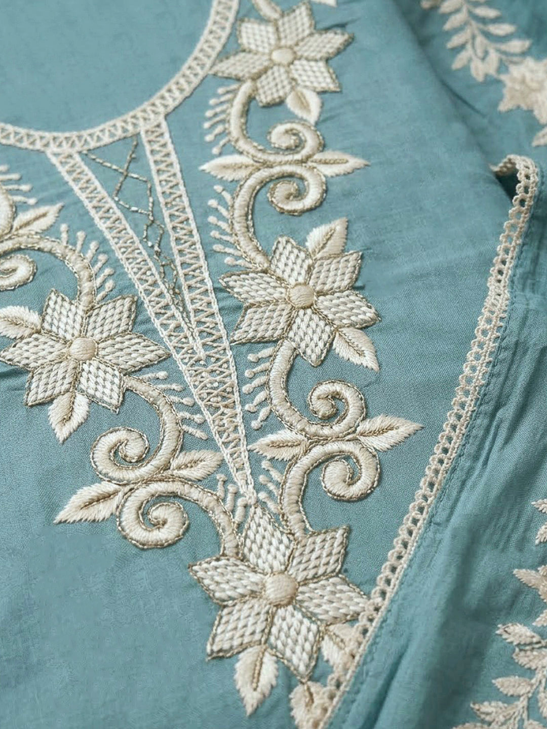 Firozee Chanderi Embroidered Unstitched Dress Material
