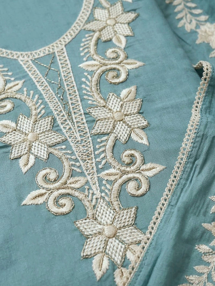 Firozee Chanderi Embroidered Unstitched Dress Material