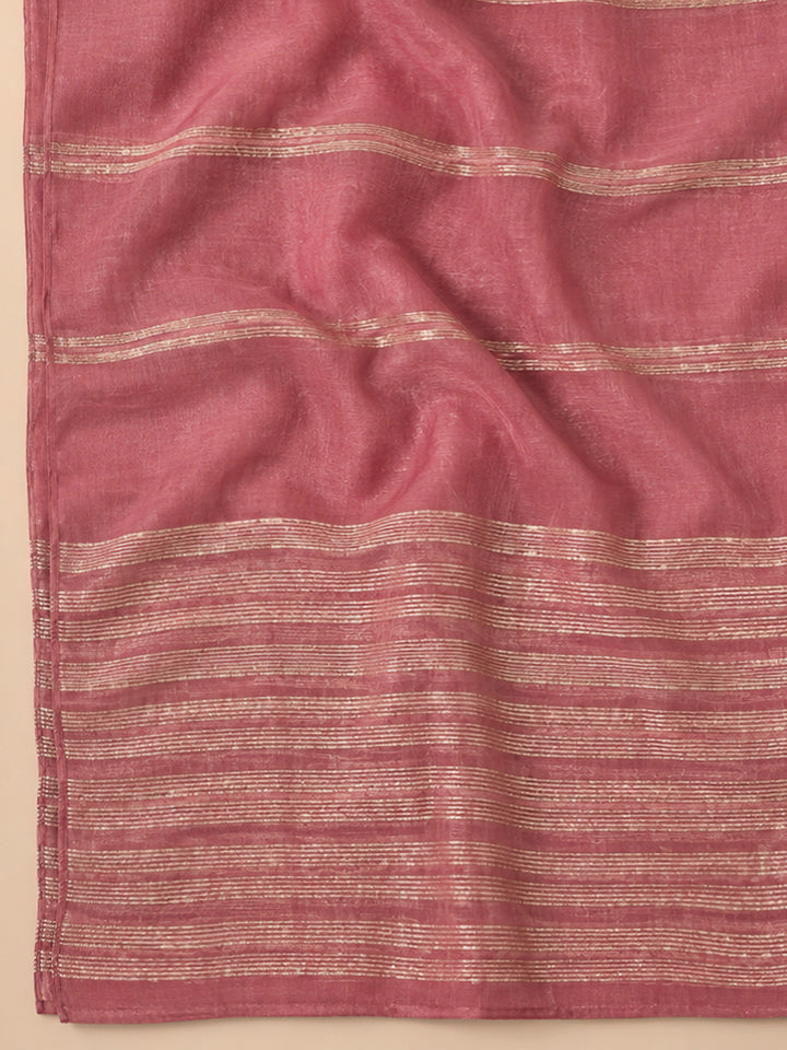 Onion Pink Chanderi Embroidered Unstitched Dress Material