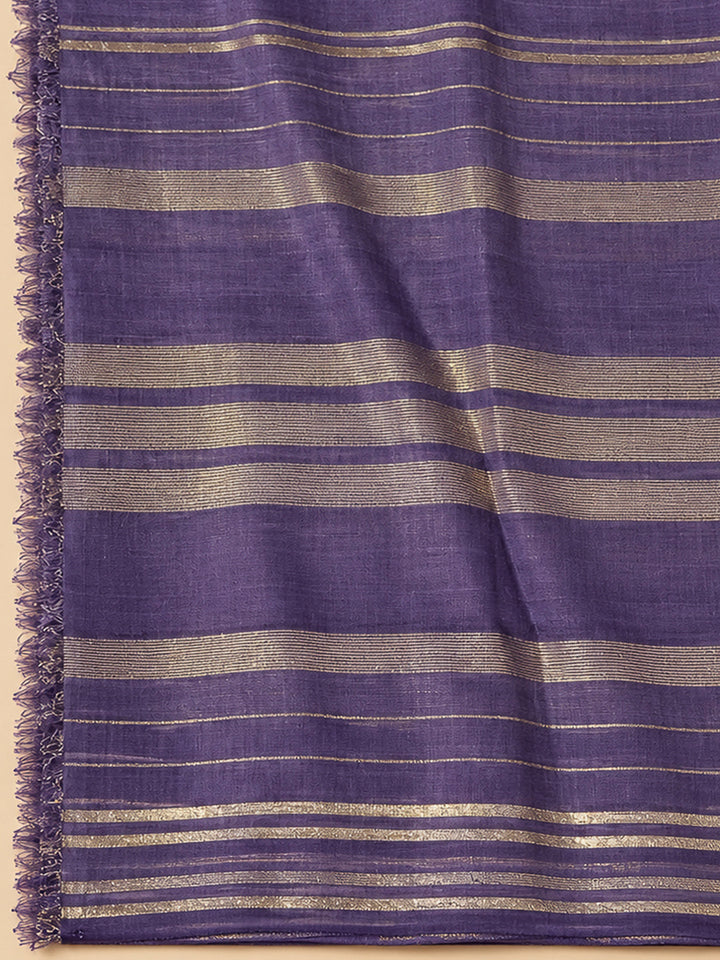 Purple Cotton Blend Embroidered Unstitched Dress Material