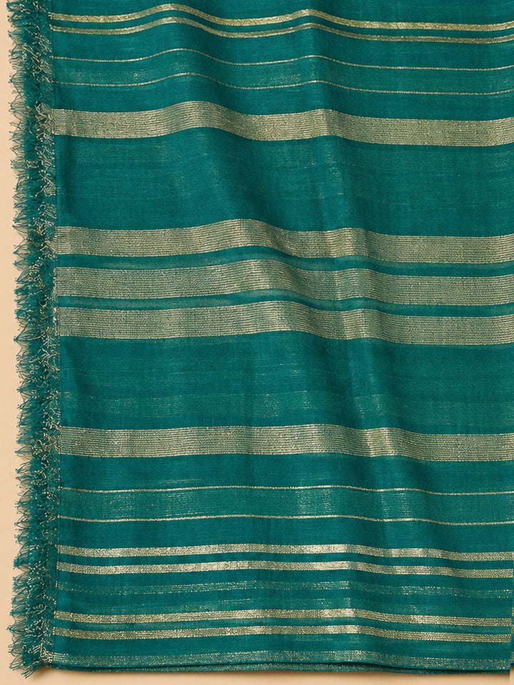 Rama Green Cotton Blend Embroidered Unstitched Dress Material