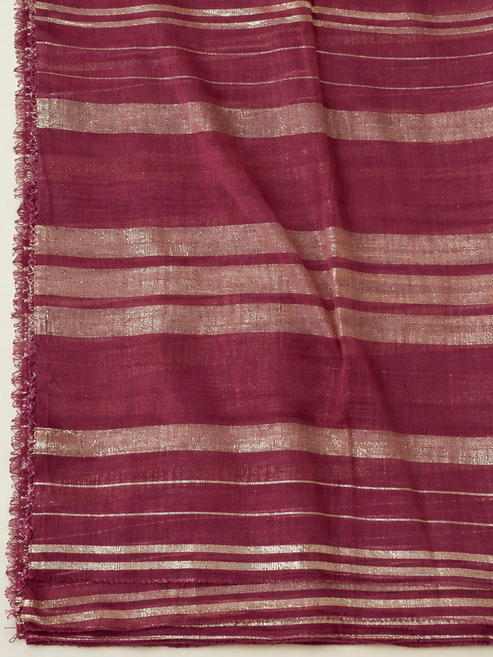 Wine Cotton Blend Embroidered Unstitched Dress Material