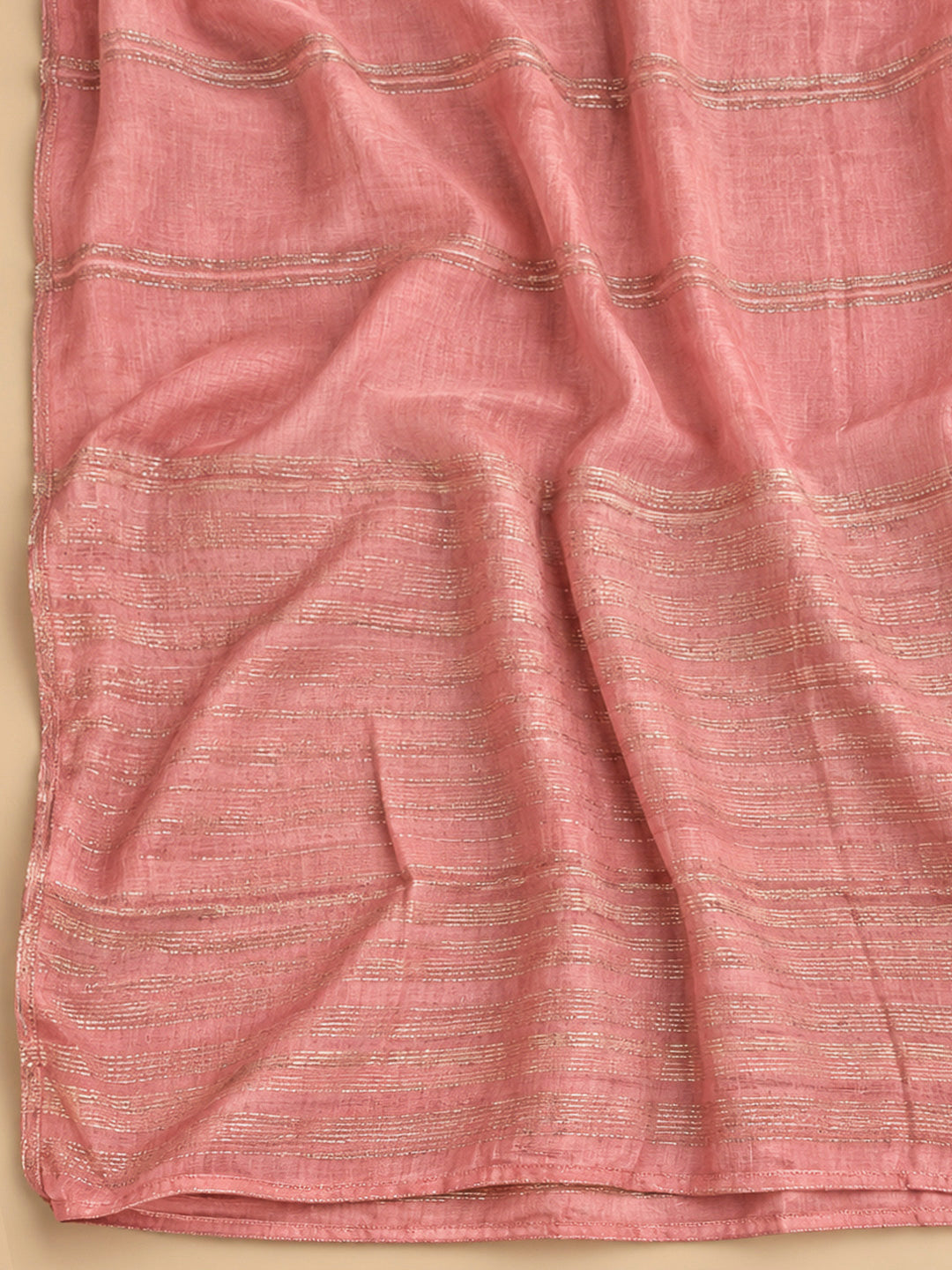 Peach Chanderi Embroidered Unstitched Dress Material