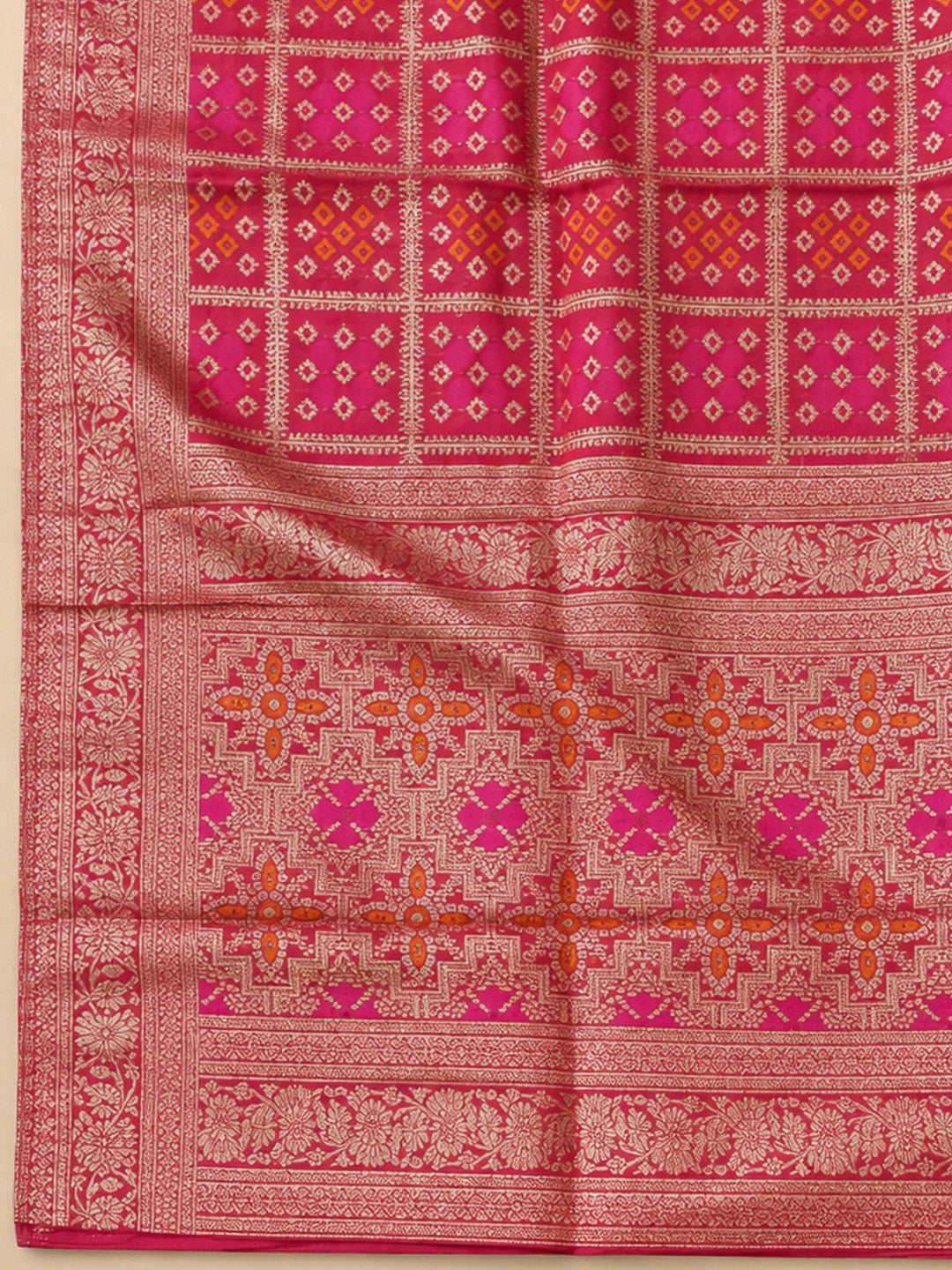 Peach Chanderi Embroidered Unstitched Dress Material