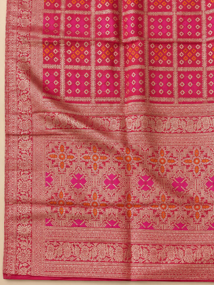 Yellow Chanderi Embroidered Unstitched Dress Material