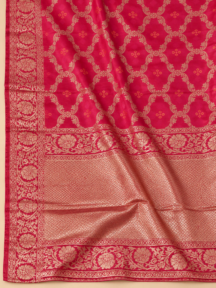 Lavender Chanderi Embroidered Unstitched Dress Material