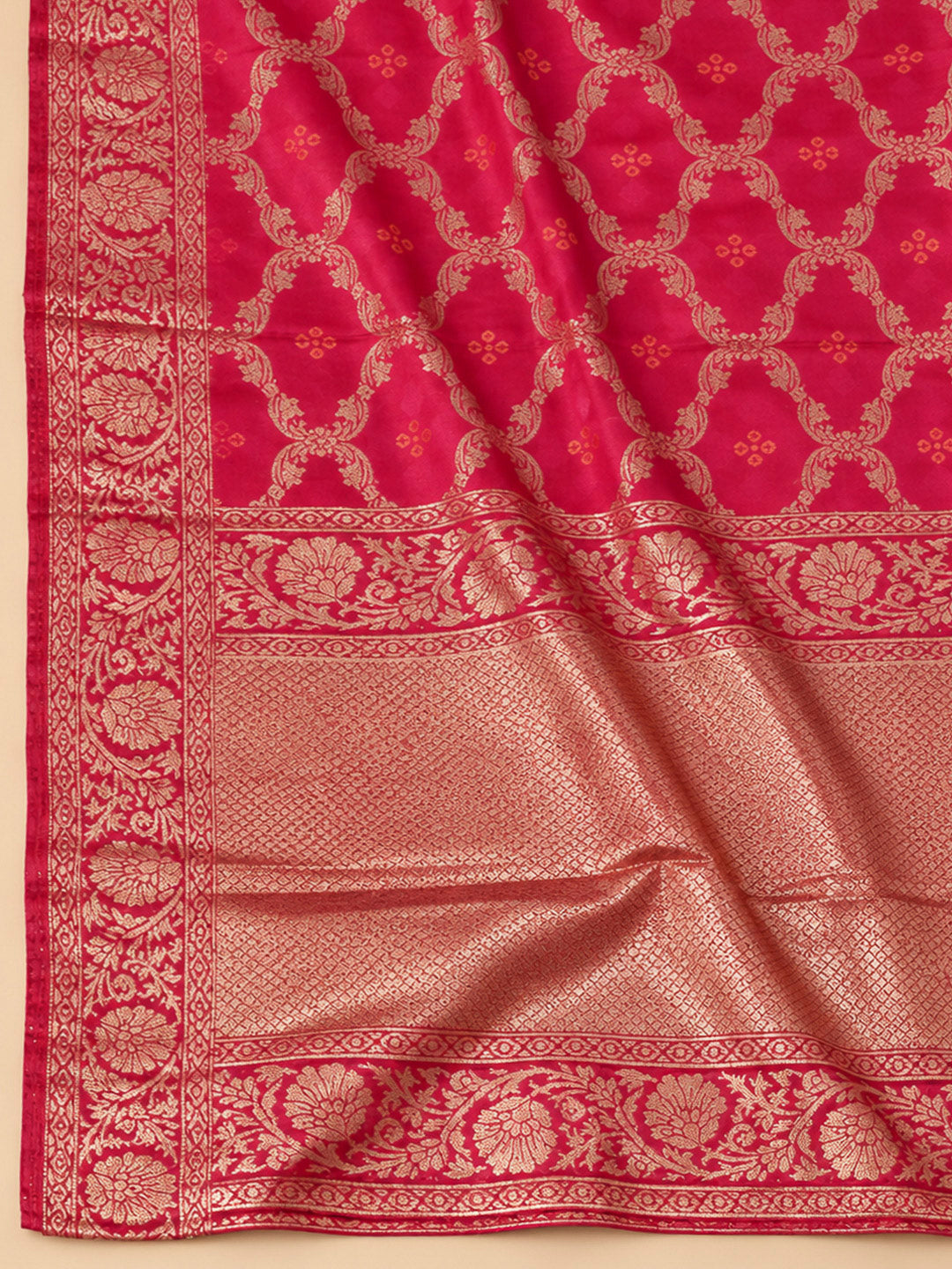 Yellow Chanderi Embroidered Unstitched Dress Material