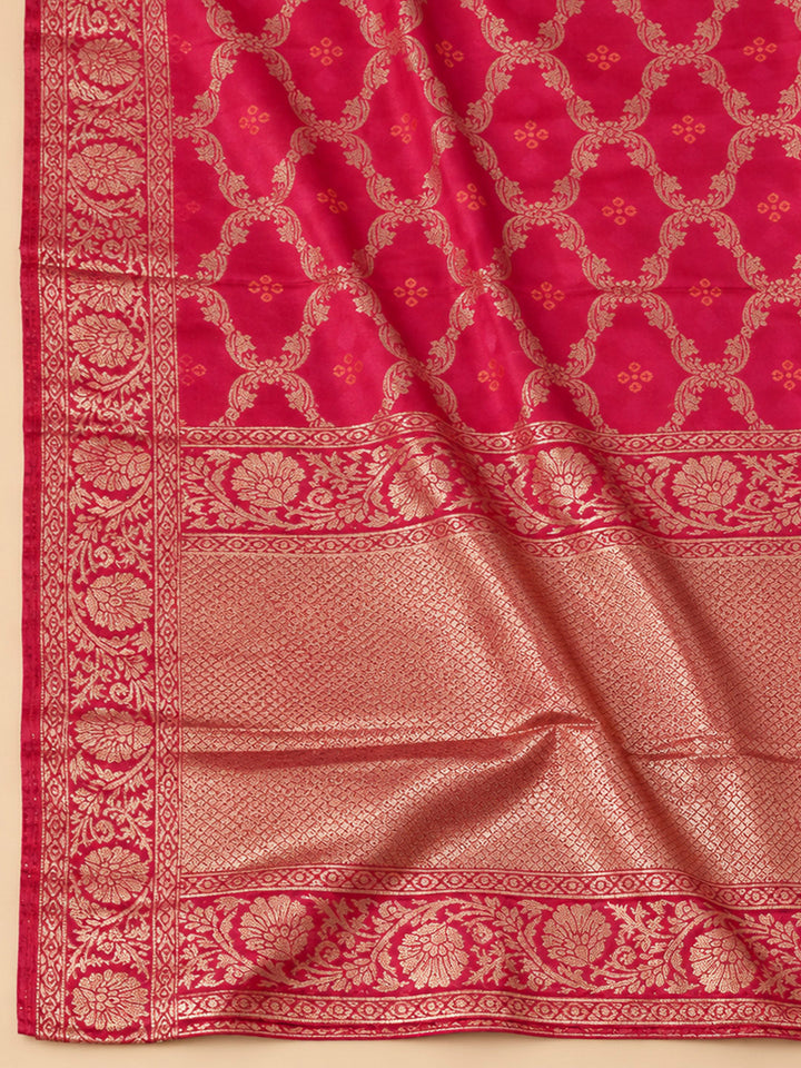 Yellow Chanderi Embroidered Unstitched Dress Material