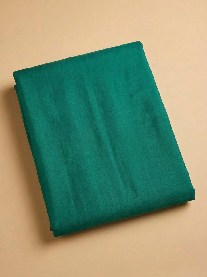 Green Chanderi Embroidered Unstitched Dress Material