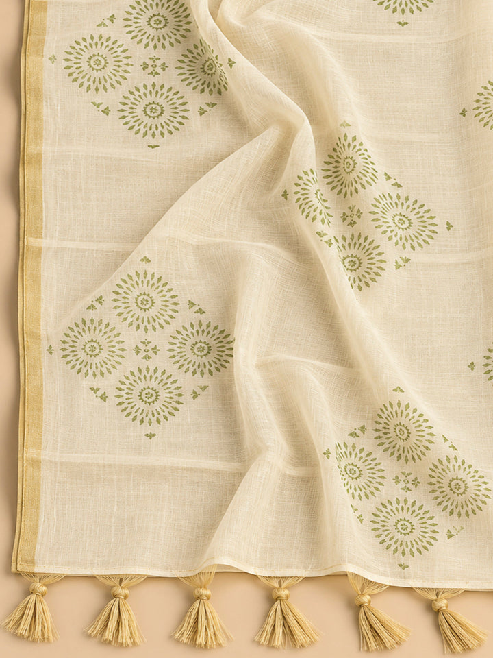 Pista Green Chanderi Embroidered Unstitched Dress Material