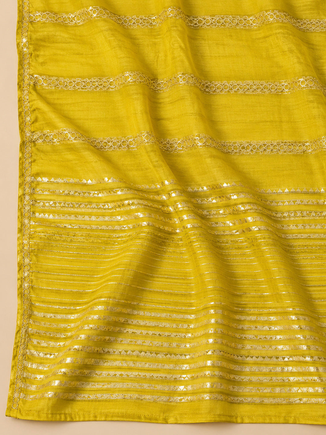Yellow Chanderi Embroidered Unstitched Dress Material