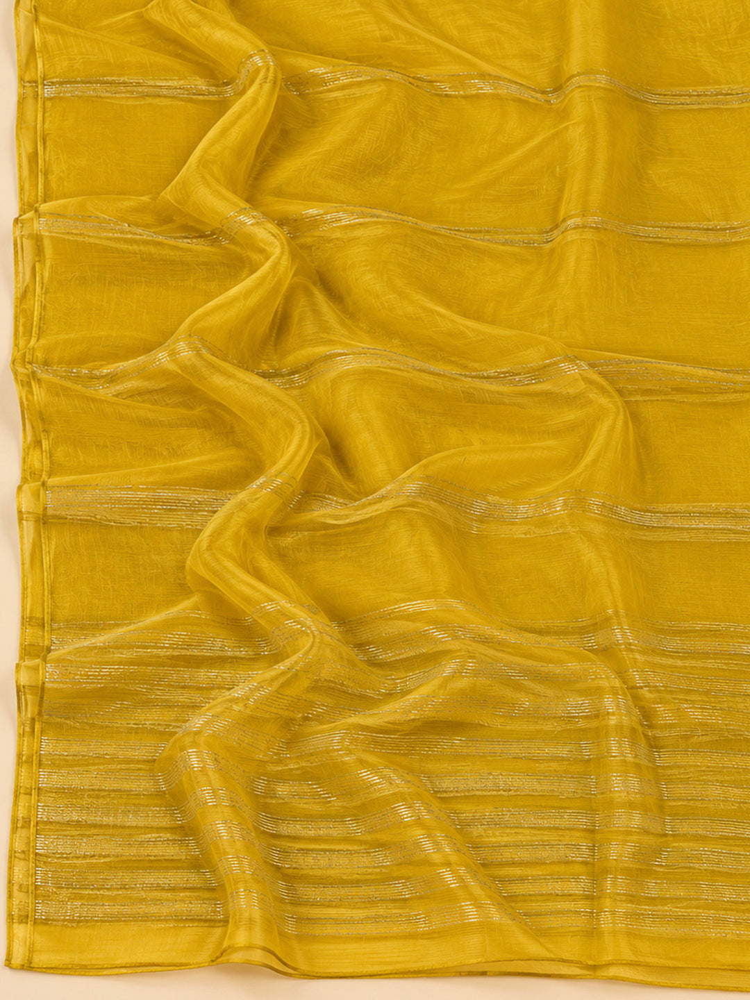 Mustard Chanderi Embroidered Unstitched Dress Material