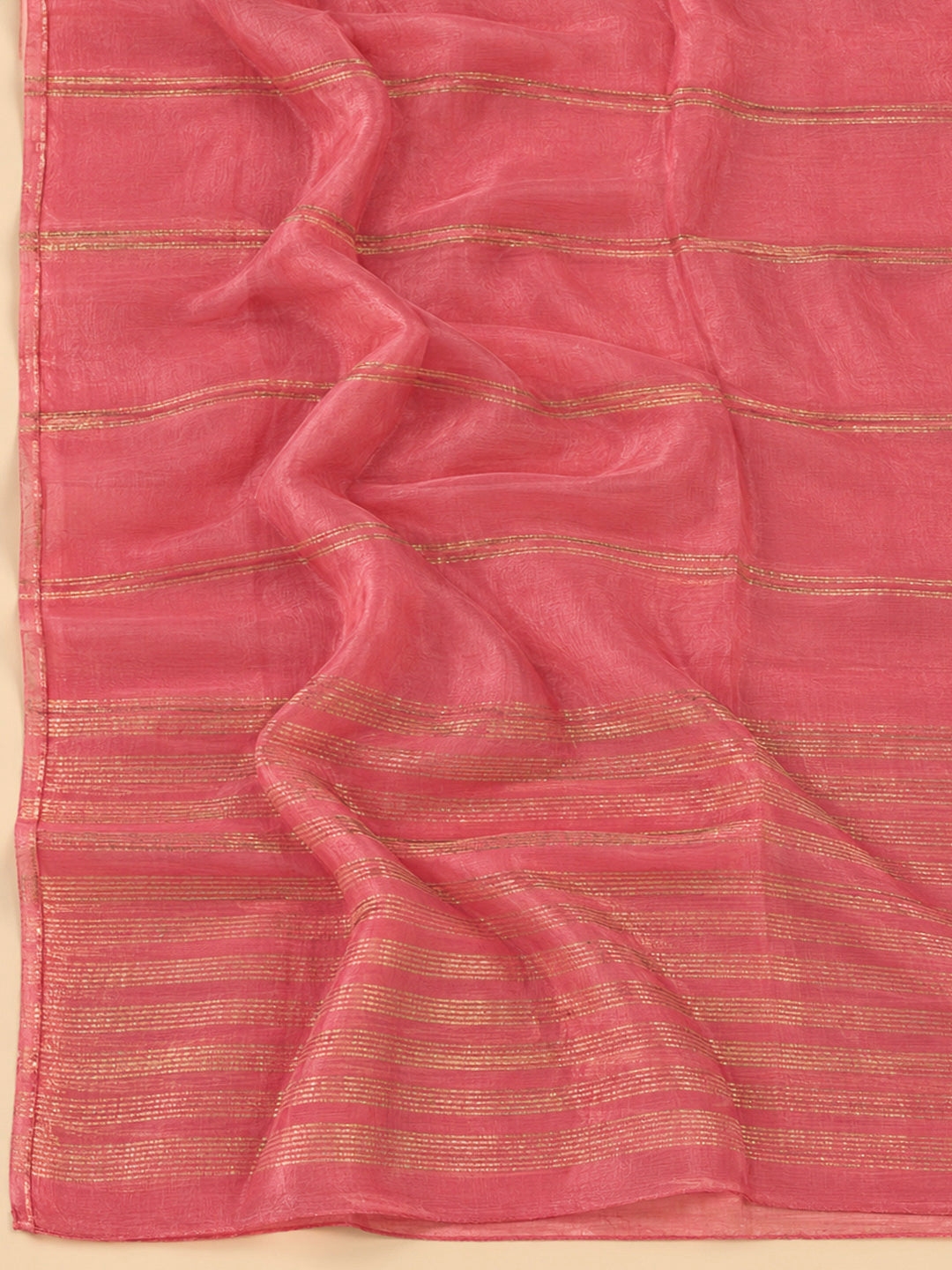Peach Chanderi Embroidered Unstitched Dress Material