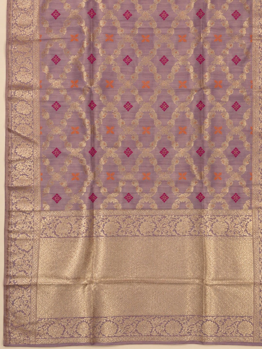 Purple Chanderi Embroidered Unstitched Dress Material