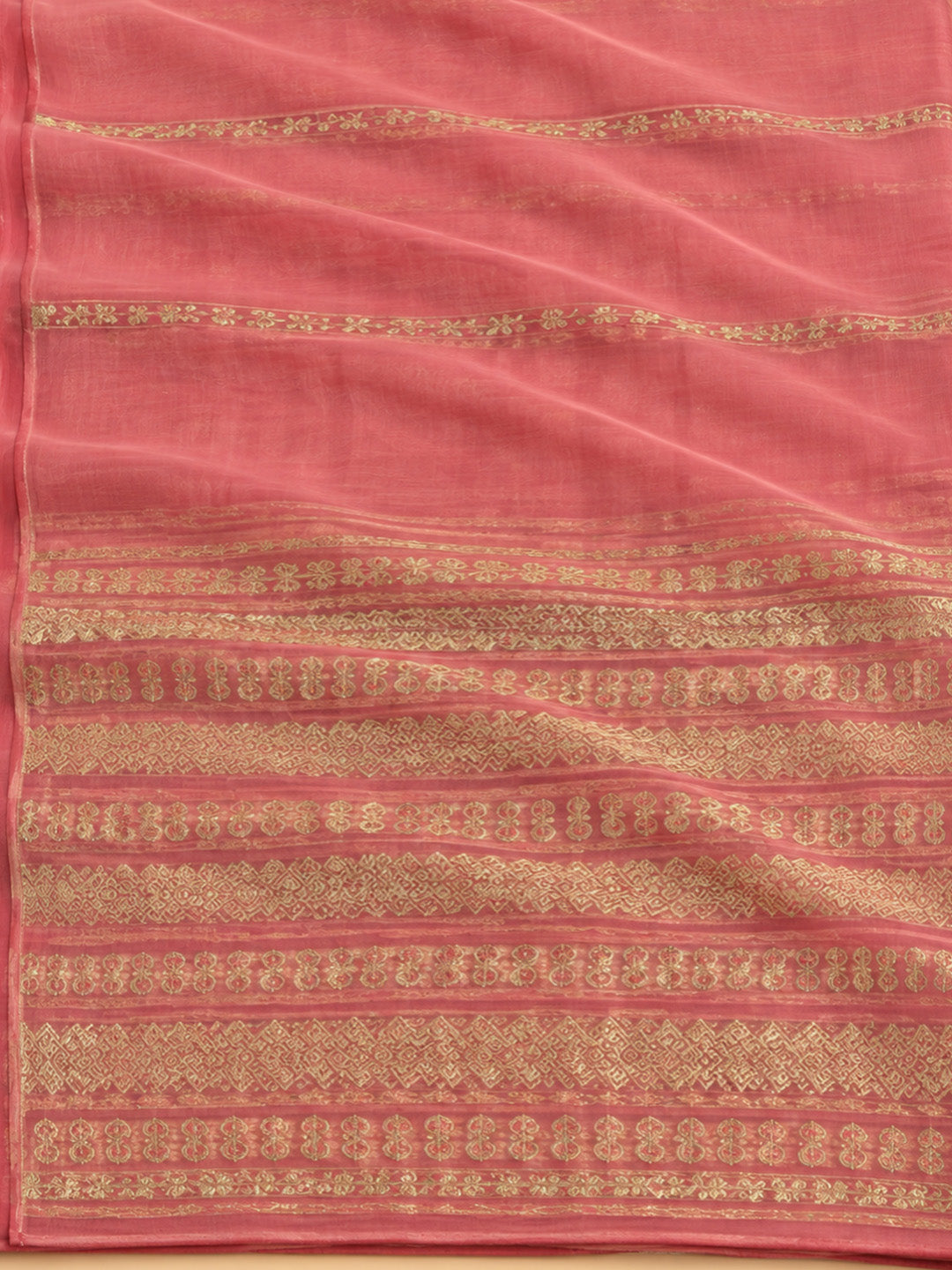 Pink Chanderi Embroidered Unstitched Dress Material