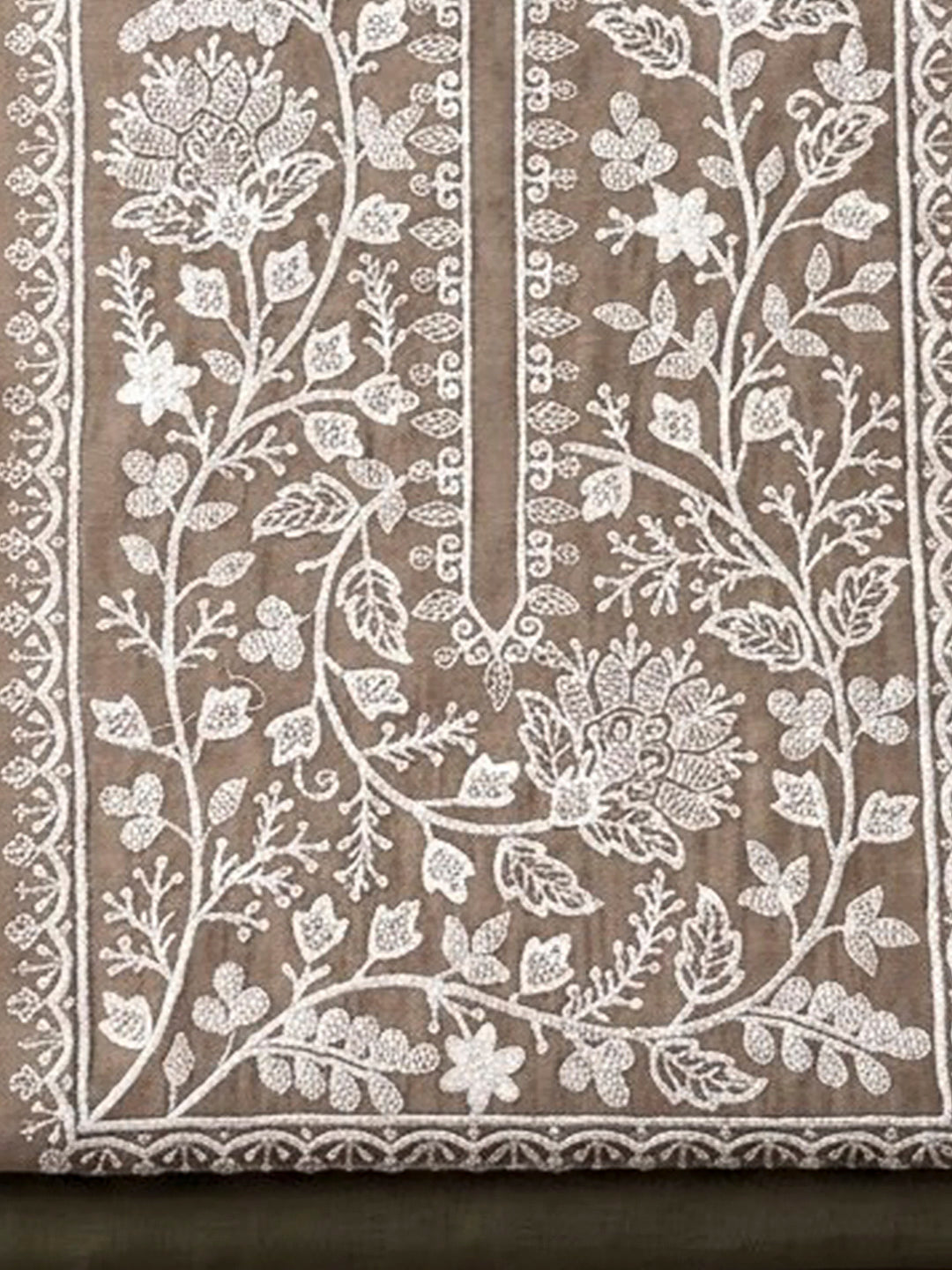 Mouse Chanderi Embroidered Unstitched Dress Material