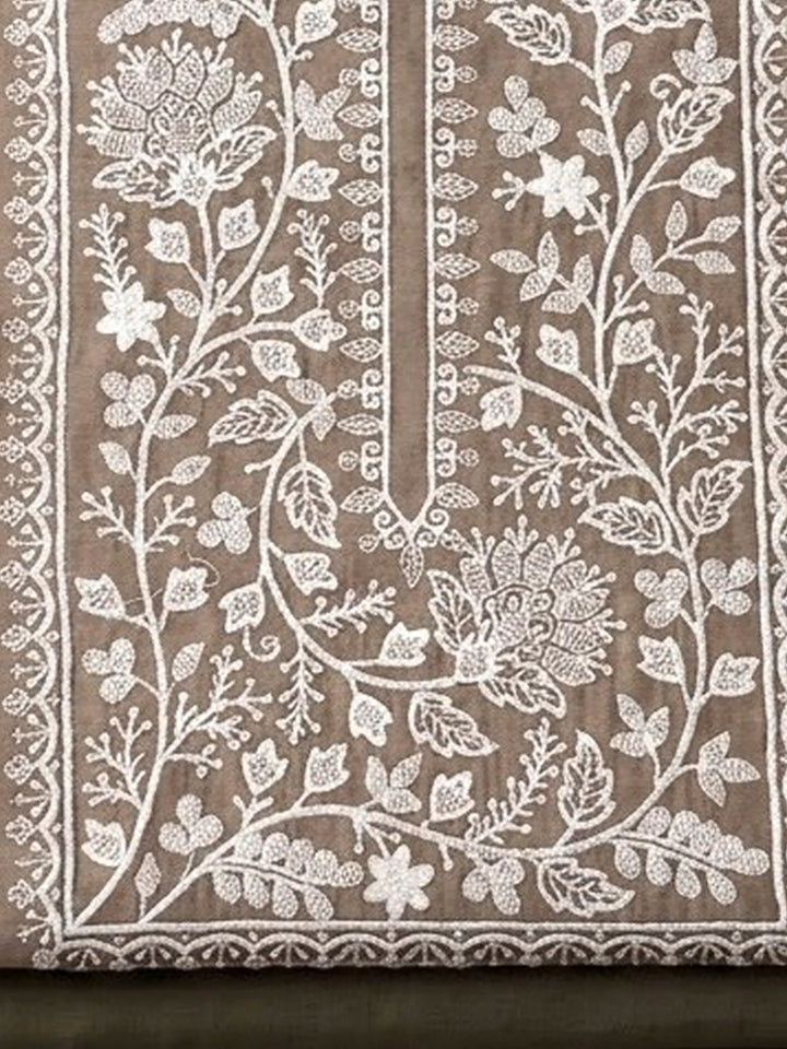 Mouse Chanderi Embroidered Unstitched Dress Material