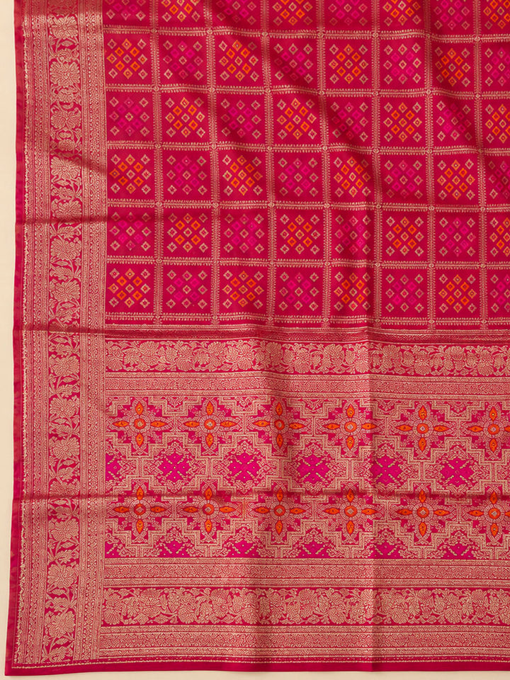 Peach Chanderi Embroidered Unstitched Dress Material
