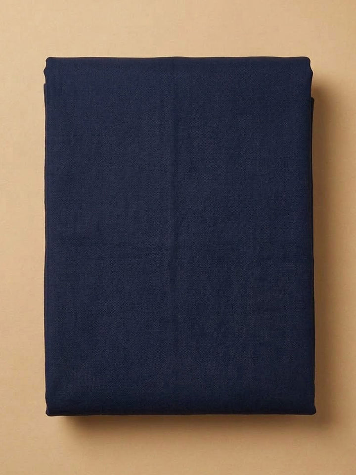 Blue Cotton Blend Embroidered Unstitched Dress Material