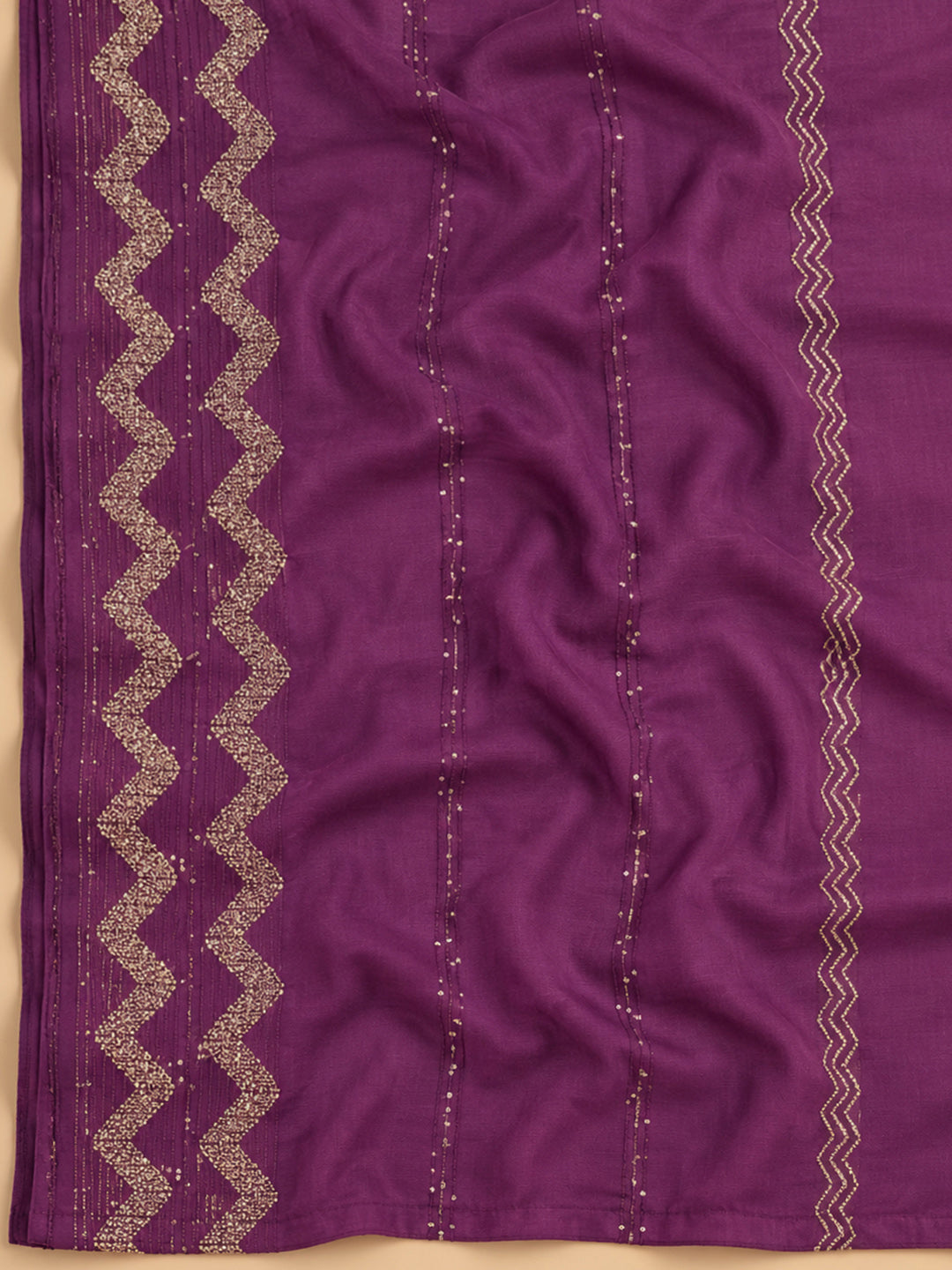 Purple Cotton Blend Embroidered Unstitched Dress Material