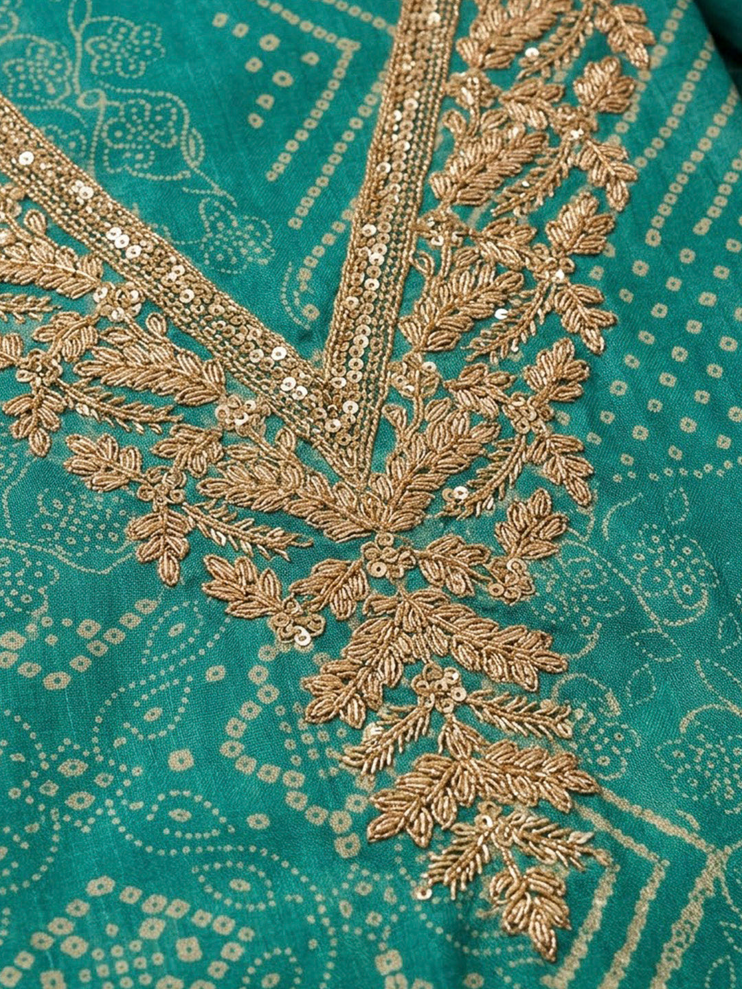 Rama Green Tissue Embroidered Unstitched Dress Material