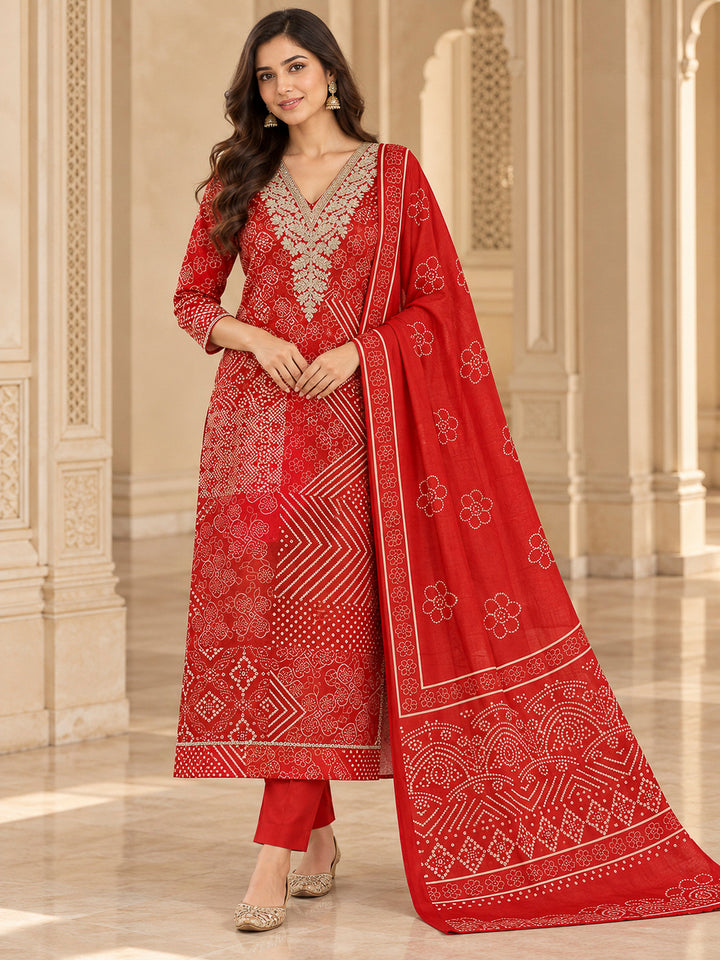Rust Tissue Embroidered Unstitched Dress Material