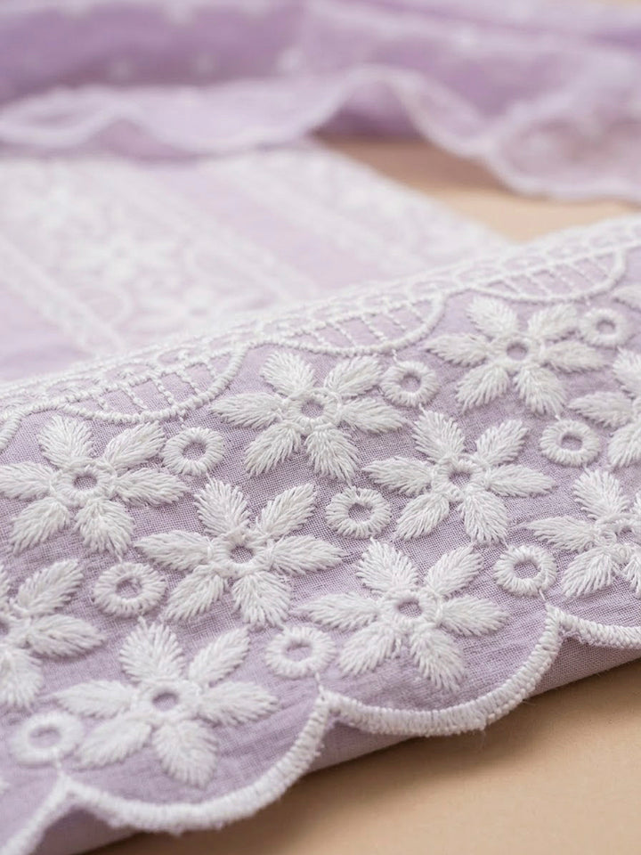Lavender Cotton Blend Printed Unstitched Dress Material