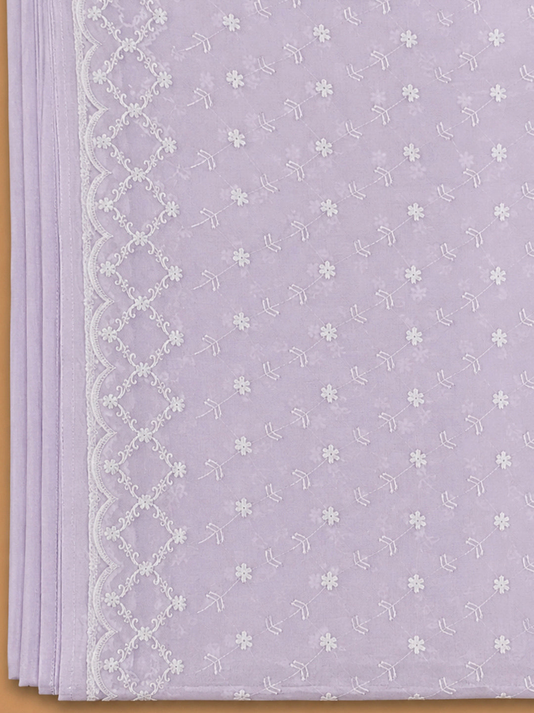 Lavender Cotton Blend Printed Unstitched Dress Material