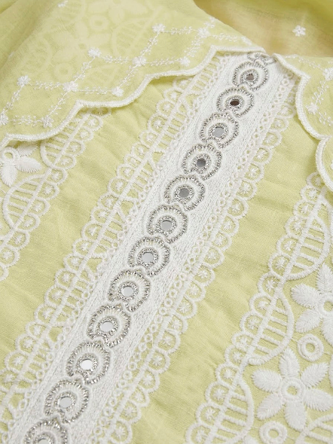 Yellow Cotton Blend Printed Unstitched Dress Material