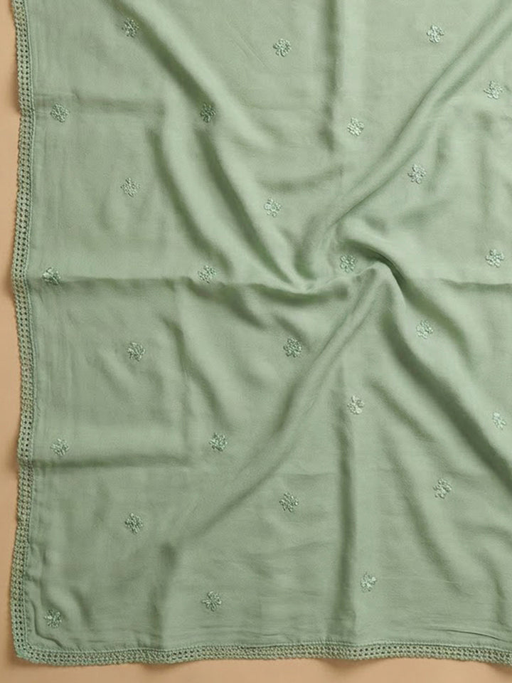 Aqua Green Cotton Blend Embroidered Unstitched Dress Material