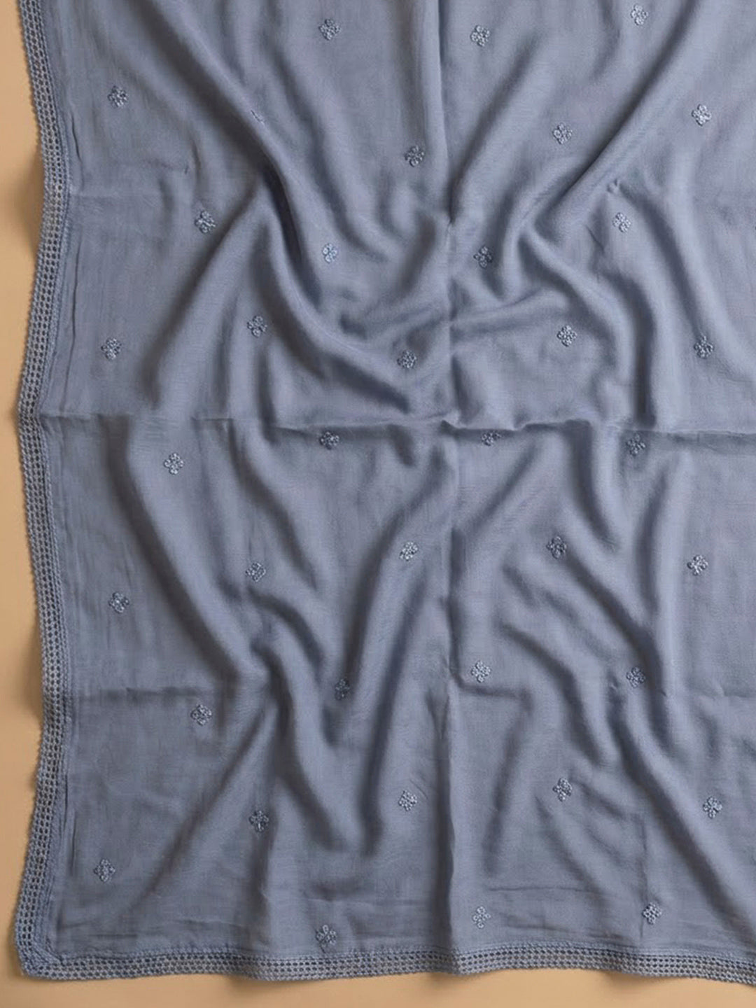 Grey Cotton Blend Embroidered Unstitched Dress Material
