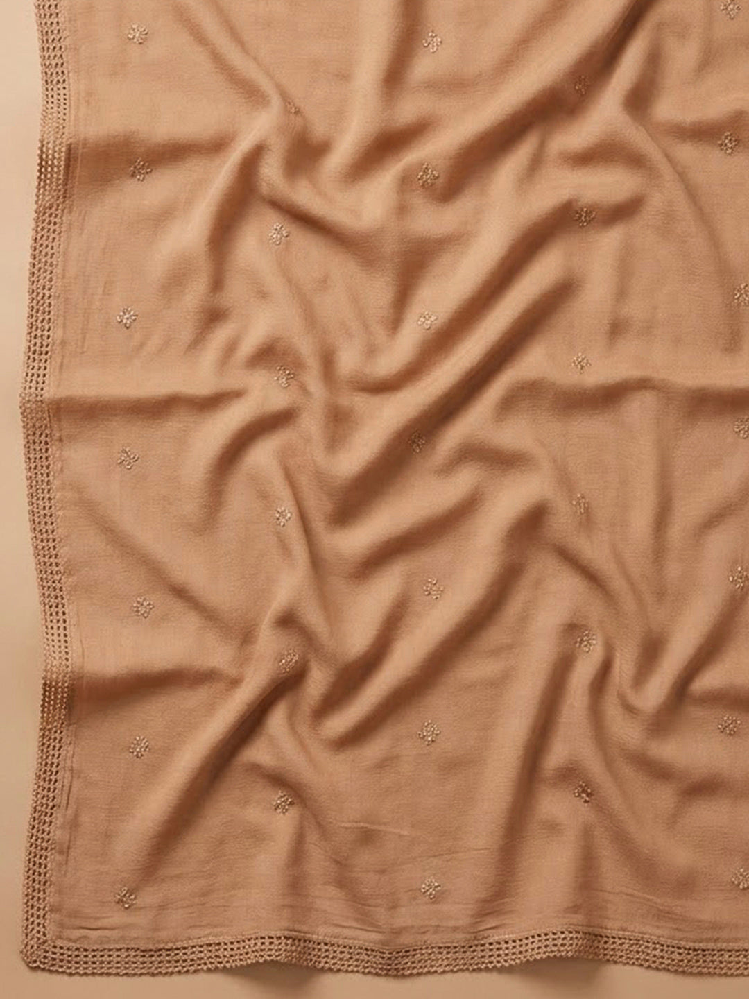 Rust Cotton Blend Embroidered Unstitched Dress Material