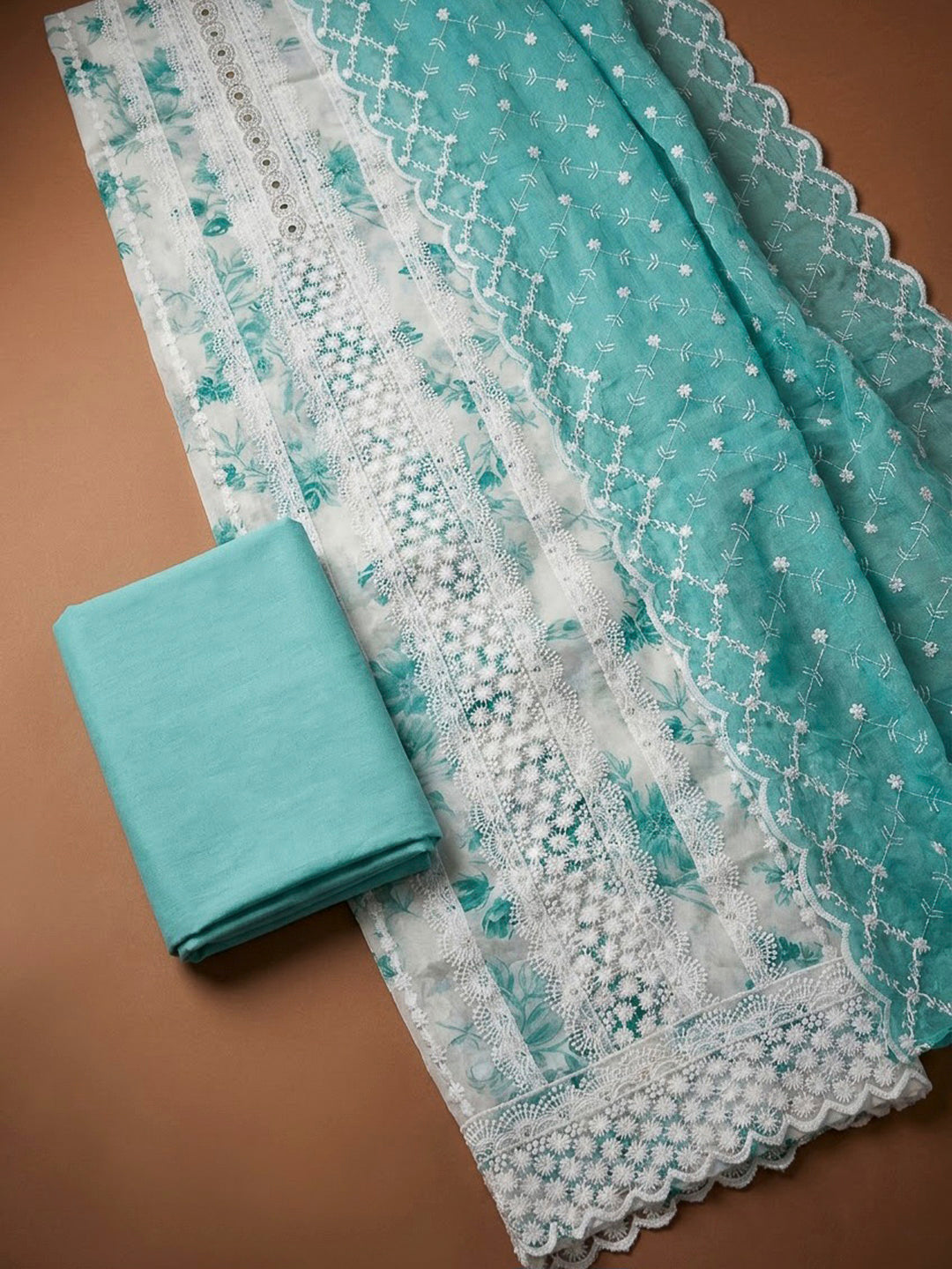 Firozee Cotton Blend Embroidered Unstitched Dress Material