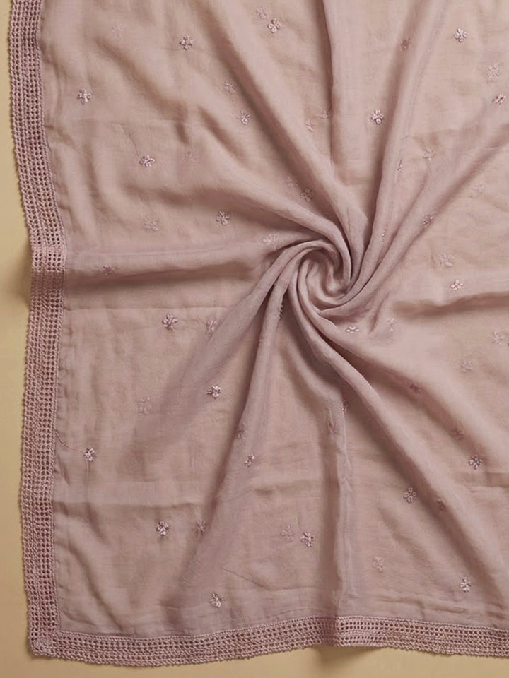 Onion Pink Cotton Blend Embroidered Unstitched Dress Material
