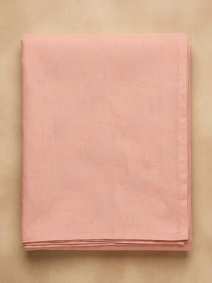 Peach Cotton Blend Embroidered Unstitched Dress Material