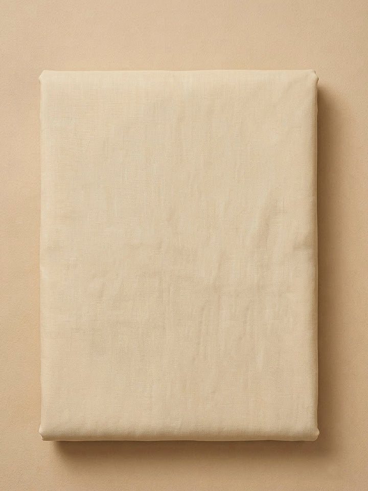 Cream Cotton Blend Printed Unstitched Dress Material